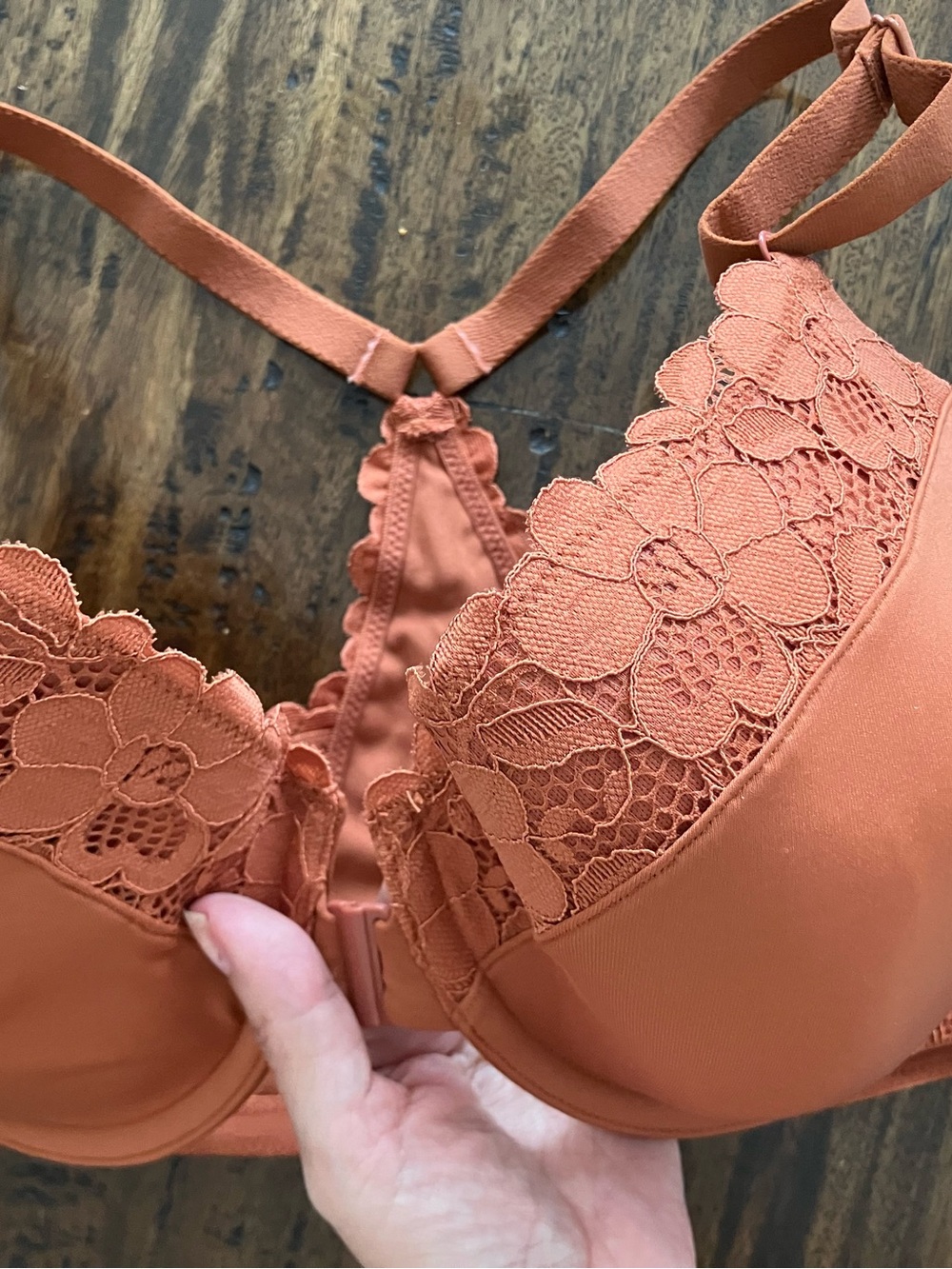Women’s Lace-Trim T-Shirt Bra - Cinnamon color 36DD